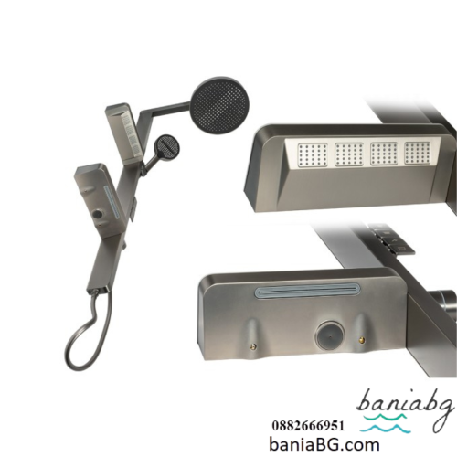 Месингов душ комплект Oval Gun Grey с термостат