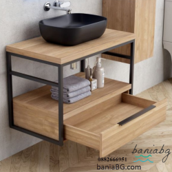 Долен конзолен шкаф за баня ICP 8056-039 КОМО + 887BLACK