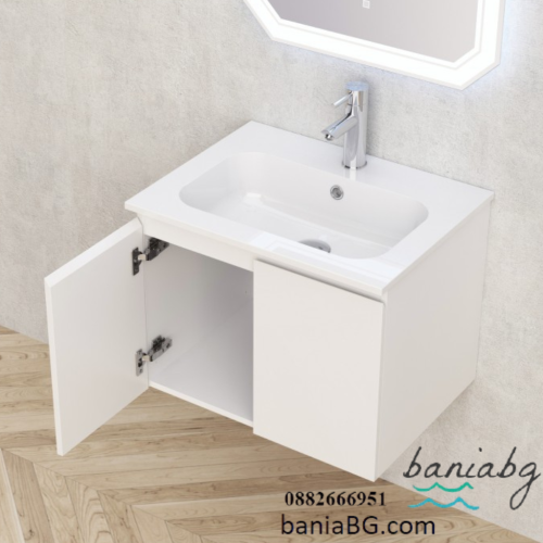 Долен конзолен PVC шкаф за баня BG 6046W ЧЕРТИ+УМИВ.5955 БЯЛ / СМОЛА