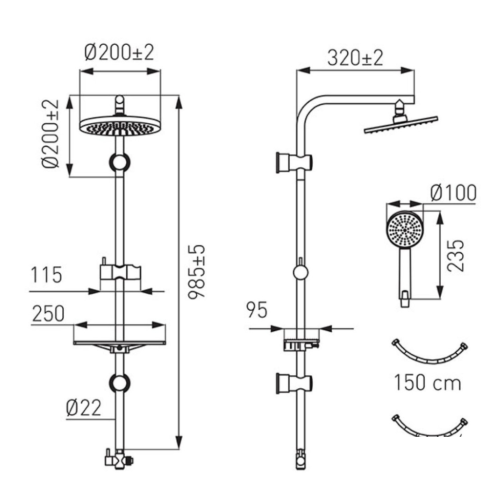Душ комплект FERRO Amiga NP25VL – овален дизайн