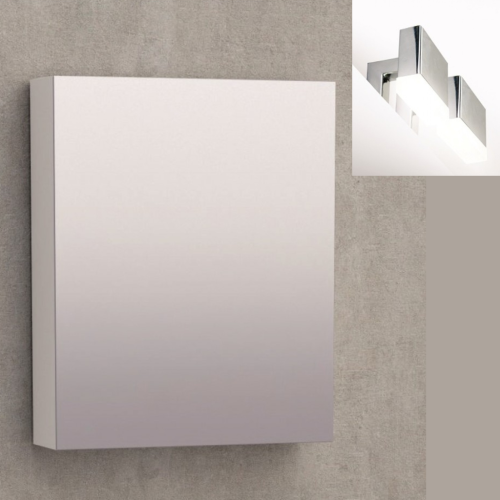 Горен огледален PVC шкаф за баня Inter Ceramic BG 4512 55 с LED осветление 41– Стилен и функционален избор за модерна баня – горен шкаф за баня с огледало и рафтове