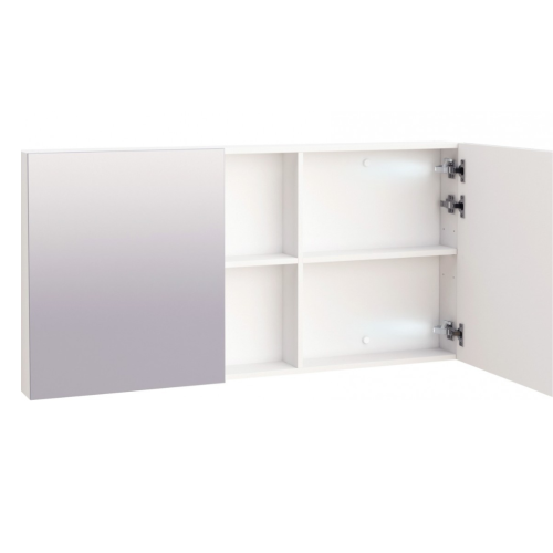 Горен огледален PVC шкаф Inter Ceramic ICMC  6014-120NEW - модерен дизайн и просторно съхранение – горен шкаф за баня с огледало и рафтове