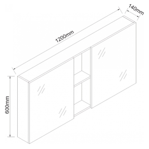 Горен огледален PVC шкаф Inter Ceramic ICMC  6014-120NEW - модерен дизайн и просторно съхранение – горен шкаф за баня с огледало и рафтове
