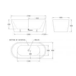 Вана Inter Ceramic ICSH LB 1708B – Черна свободностояща вана с овална форма и модерен дизайн
