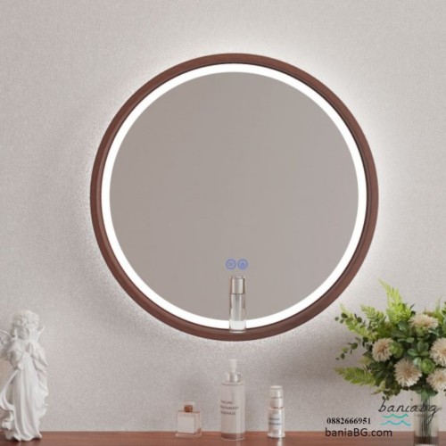 Огледало с вградено осветление ICL 1857WOODEN-60 - дървесен декор и LED осветление