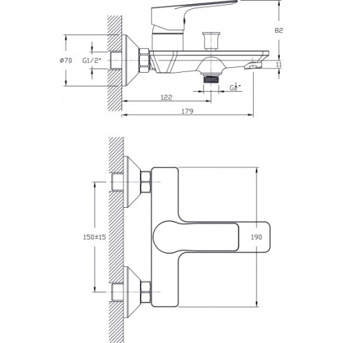 Смесител за вана и душ  ICF 6456153W/БЕЗ А-РИ ХАНА