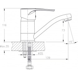 Смесител за умивалник " Runde" ICF 7531320C-15