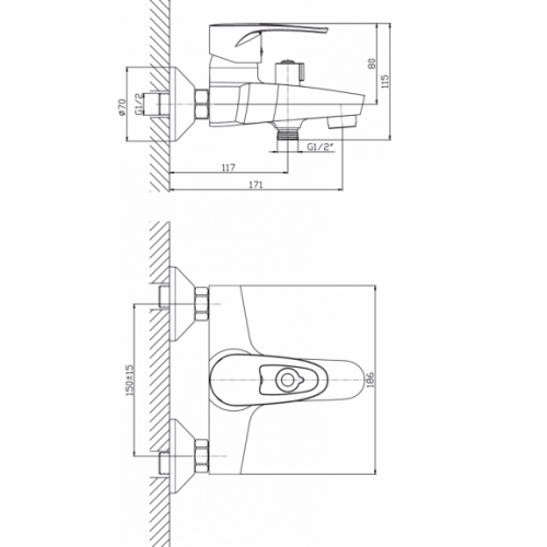 Смесител  за вана и душ ICF 6606320/ БЕЗ А-РИ Runde