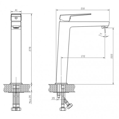 Смесител за умивалник висок 1418191BRUSH NICKEL