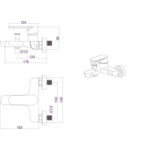 Смесител за вана и душ ВЕНЕЦИЯ ICF 6066328GG
