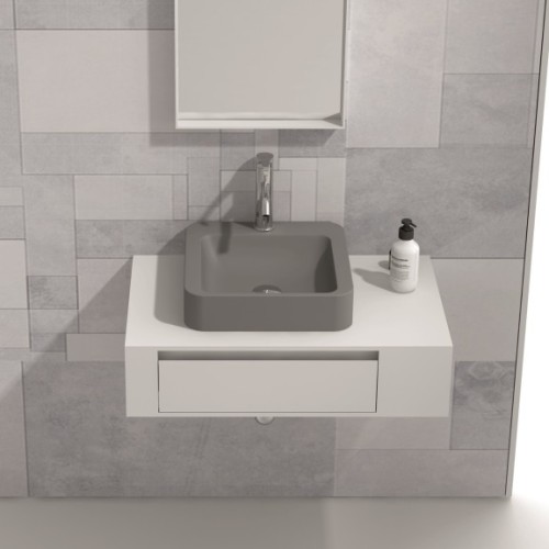 Мебел за баня с чекмеджета с панти BLUM с умивалник ICP 8029 / 3861G Долен конзолен PVC шкаф за баня от влагоустойчив материал с модерен дизайн