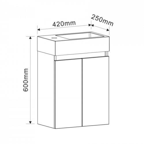 Долен конзолен шкаф за баня Inter Ceramic 4241-КТ с умивалник