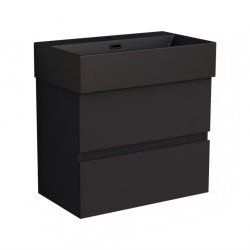 Долен конзолен шкаф за баня Inter Ceramic 5845B + УМИВ. 6036MB – черна елегантност