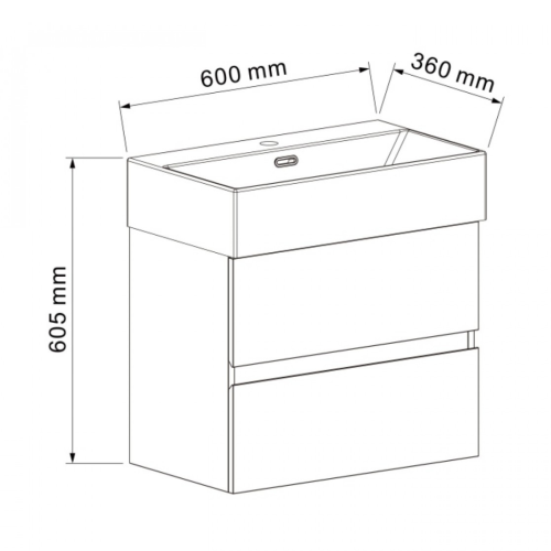 Долен конзолен шкаф за баня Inter Ceramic 5845W + УМИВ. 6036W