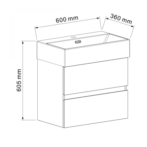 Долен конзолен шкаф за баня Inter Ceramic 5846 + УМИВ. 6036W - за съвременен интериор Долен конзолен шкаф за баня Inter Ceramic 5846 + УМИВ. 6036W - за съвременен интериор