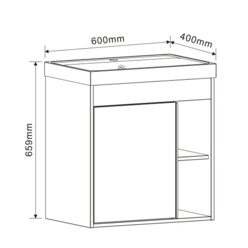 Долен конзолен шкаф за баня Inter Ceramic 5940 DI LEGNO