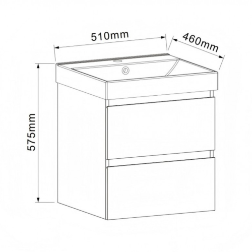Долен конзолен PVC шкаф Inter Ceramic 6037-50+УМИВ. 5953W-51CM
