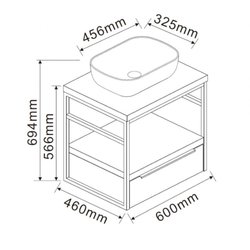 Долен конзолен шкаф за баня Inter Ceramic ICP 6056-039 КОМО 