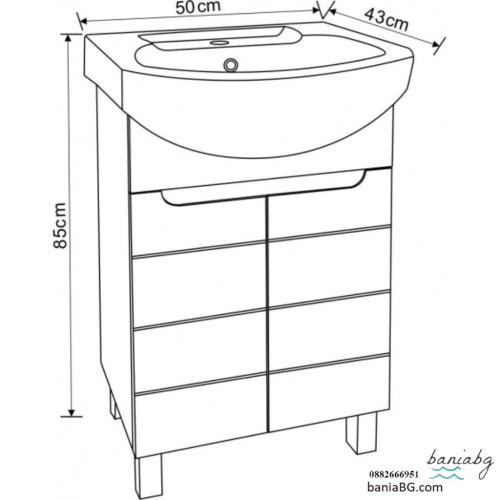 Долен стоящ PVC шкаф за баня ICP 5041 NEW
