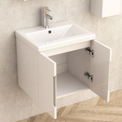 Долен конзолен PVC шкаф за баня Inter Ceramic ICP 5150 - влагоустойчив, компактен и модерен