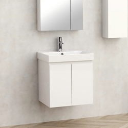 Долен конзолен PVC шкаф за баня Inter Ceramic 5155-50W+УМИВ. 5953W-51CM - стил и удобство