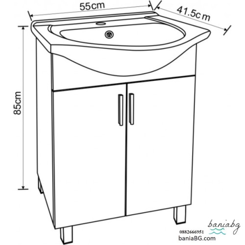 Долен стоящ PVC шкаф за баня ICP 5535 + 4255