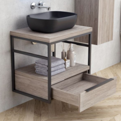 Долен конзолен PVC шкаф Inter Ceramic ICP 6056-020 КАЛИТЕА + 887BLACK  – естетика и практичност