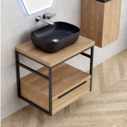 Долен конзолен шкаф за баня Inter Ceramic ICP 6056-039 КОМО + 887BLACK – елегантно решение за стилна баня