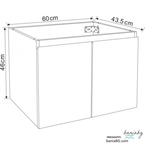Долен конзолен PVC шкаф за баня BG 6046W ЧЕРТИ+УМИВ.5955 БЯЛ / СМОЛА