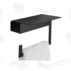 Халка за хавлия с масичка KAPITAN черен мат 82 24 55 - елегантен завършек за баня