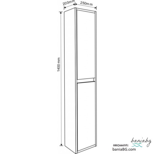 Колона за баня ICP 2520/140 – PVC шкаф за баня с рафтове