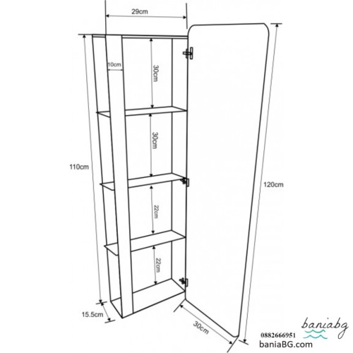 Колона за баня от PVC ICP 3017 – PVC шкаф за баня с рафтове