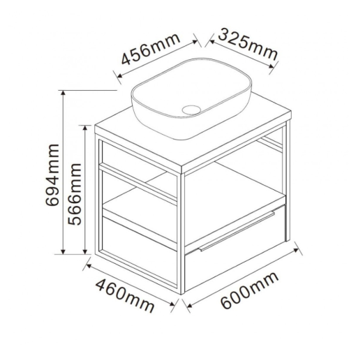 Комплект мебели за баня Inter Ceramic ICP 6056-020 + 887BLACK + 3030125-020 + 1493