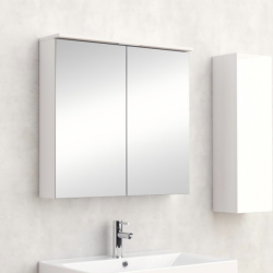 Горен огледален PVC шкаф за баня Inter Ceramic 6017-75W ALDENE-75 - компактност и удобство