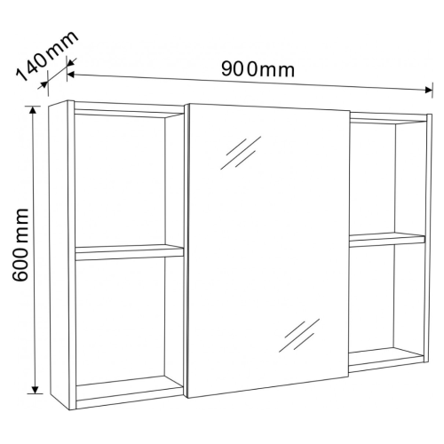 Горен огледален PVC шкаф Inter Ceramic ICMC 9014-60MG - елегантен дизайн в компактна форма – горен шкаф за баня с огледало и рафтове