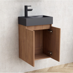 Долен конзолен PVC шкаф Inter Ceramic 4242WOODEN к-кт с умивалник - стилен PVC комплект за вашия дом