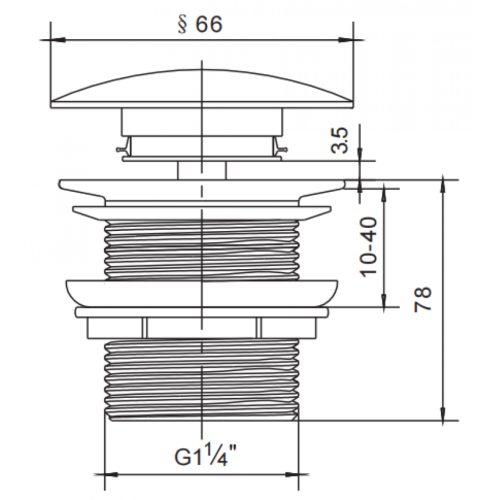 Сифон КЛИК без преливник Inter Ceramic A43N 