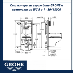 Структура за вграждане GROHE в комплект за WC 5 в 1 – 39418000 - здрава рамка и стилен дизайн