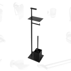 Свободно стоящ wc сет с четка и държач за wc хартия с масичка KAPITAN 96 81 55 черен мат - елегантност и практичност