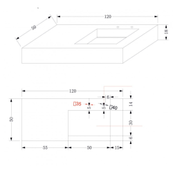 Умивалник " PIETRA" Inter Ceramic ICL 12049/120G RIGHT - комфорт и удобство с дясно разположение 