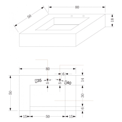 Умивалник " PIETRA" Inter Ceramic ICL 12049/80B - изискан модел за елегантна баня