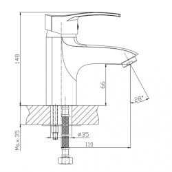 Смесител за умивалник "Quadrat" ICF 1625305C