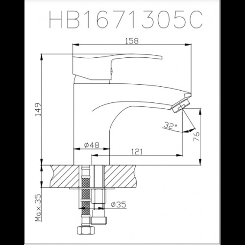 Смесител  за умивалникс БИДЕТНА слушалка "Quadrat" ICF 1671305
