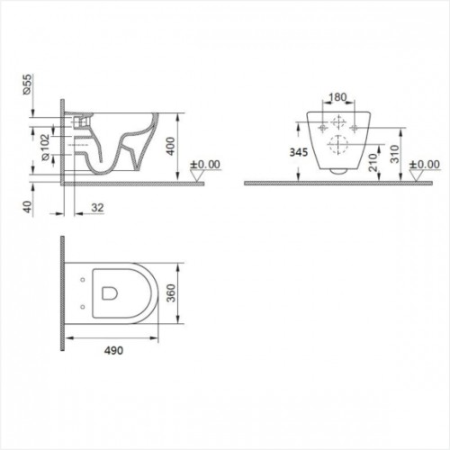 Стенна тоалетна чиния ICC 4937BEIGE Стенна тоалетна чиния ICC 4937BEIGE