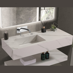 Умивалник " PIETRA" Inter Ceramic ICL 12049/120W LEFT БЕЗ ОТВОР - идеален за стояща батерия