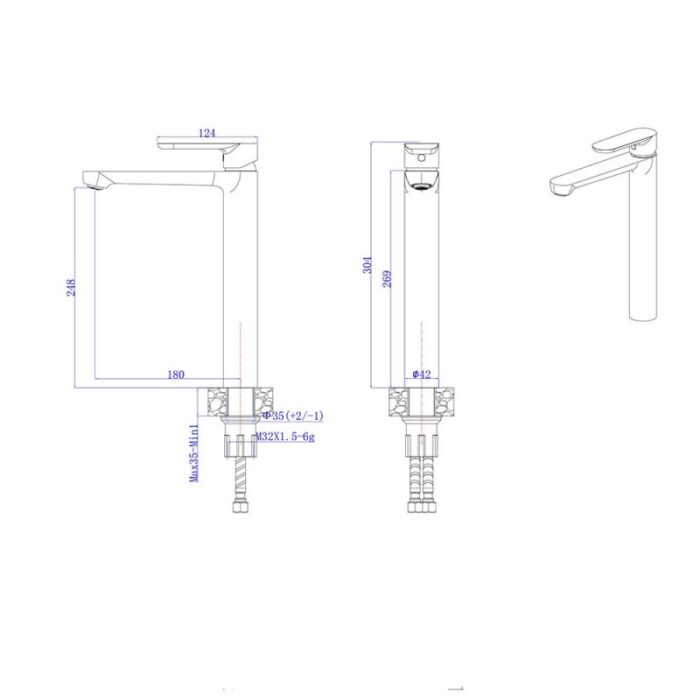 Смесител за умивалник Inter Ceramic ICF 111321 BRUSH ROSE GOLD висок - стил и изящество - Image 3