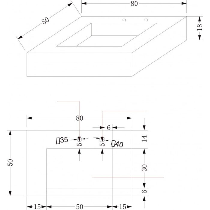 Умивалник " PIETRA" Inter Ceramic ICL 12049/80B - изискан модел за елегантна баня - Image 2