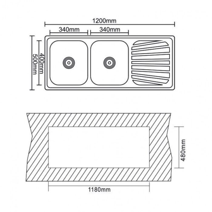 Кухненска мивка алпака ICK 12050SSR - Image 4