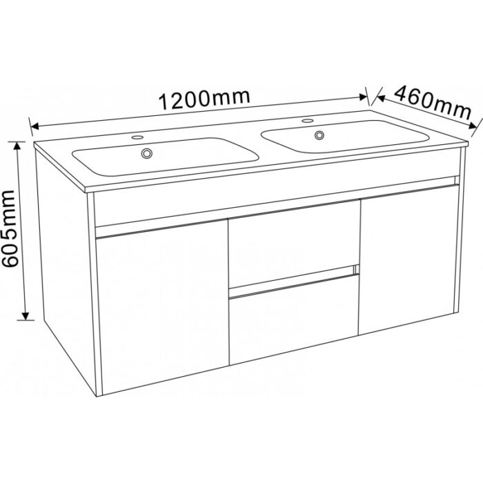 Долен конзолен PVC шкаф за баня Inter Ceramic ICP 12060 - стилен и функционален - Image 4
