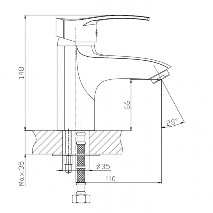 Смесител за умивалник "Quadrat" ICF 1625305C - Image 2